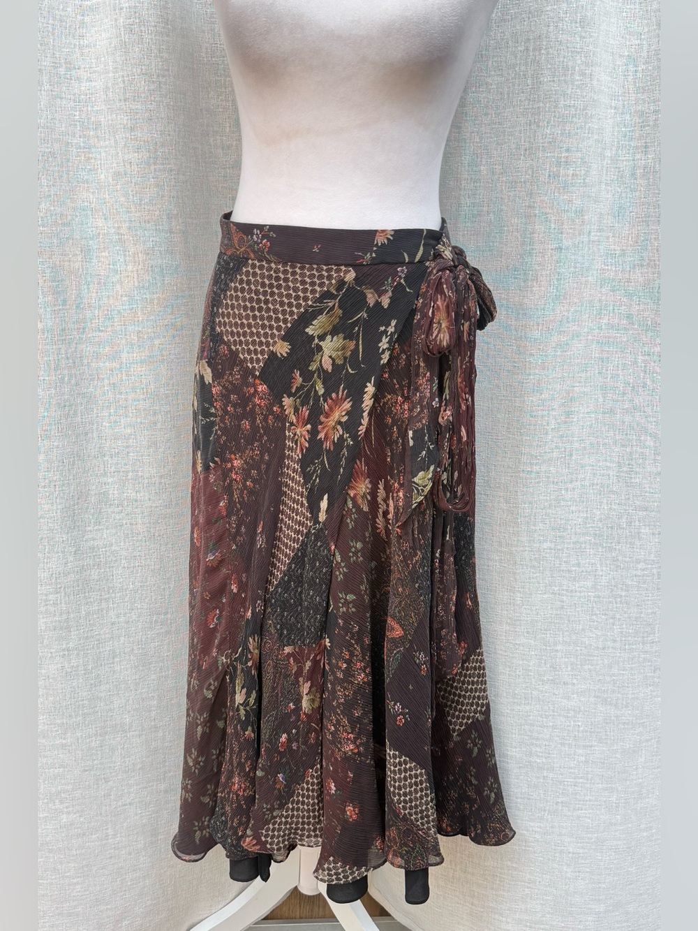 Polo Ralph Lauren multi floral print silk midi skirt